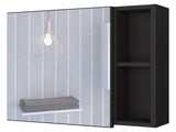 Medicine 18H" Single Door Cabinet, Two External Shelves, Three Interior Shelves , Black B097133142