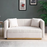 ZNTS Contemporary Vertical Channel Tufted Velvet Sofa Loveseat Modern Upholstered 2 Seater Couch for W1117P147302