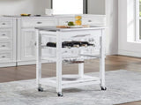 Mobile Rolling Kitchen Island Cart with Stainless Steel Top, Kitchen Trolley with Drawer, Slide-Out 20816904