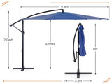 10FT Patio Umbrellas, 8 Ribs, UV Protection for Pool Garden Backyard Market, Blue 56067739