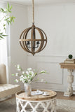 4 - Light Wood Chandelier, Hanging Light Fixture with Adjustable Chain for Kitchen Dining Room Foyer W2078138926