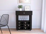 39" H black bar- coffee cart, Kitchen or living room cabinet storage, with 12 bottle racks, a B097133083