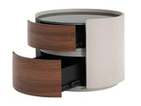 MDF ITALIAN RETRO DOUBLE STORAGE ROUND SIDE TABLE, GRAY BROWN COLOR N770P281244G