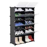ZNTS 7-Tier Portable 28 Pair Shoe Rack Organizer 14 Grids Tower Shelf Storage Cabinet Stand Expandable 95502788