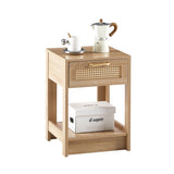 15.75" Rattan End table with drawer, Modern nightstand, side table for living room, bedroom,natural 52429478