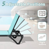 Outdoor Lounge Chair, Aluminum Plastic Patio Chaise Lounge with Side Table & 5 Position Adjustable W1859P225543