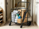 Heavy Duty Folding Grocery Cart, Jumbo Utility Cart with Double Baskets & 360&deg Wheels for 36918691