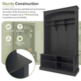 ON-TREND 47.2'' Wide Hall Tree with Bench and Shoe Storage, Multi-functional Storage Bench with 3 WF317362AAB