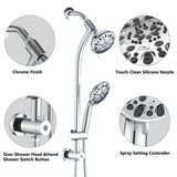 Drill-Free Stainless Steel Slide Bar Combo Rain Showerhead 7-Setting Hand, Dual Shower Head Spa W121947651