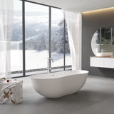 67" Freestanding Solid Surface Bathtub, Stone Resin Freestanding Bath Tub with Overflow and Pop-up W1573P225099