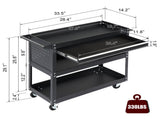 3-Tier Rolling Tool Cart, Metal Heavy Duty Utility Cart on Wheels with Pegboard & Drawer & 4 Hooks, 63239544