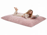 Pink Convertible Corduroy Bean Bag Floor Sofa for Adults, 76.5x55 Inch Sponge Filling Foldable Floor 52620917