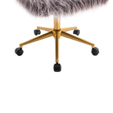HengMing Modern Faux fur home office chair, fluffy chair for girls, makeup vanity Chair with Gold W21238272
