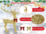 8 Modes Lighted Christmas Reindeer & Sleigh - 16.97ft Warm Yellow LED String Decoration, Sturdy 55354340
