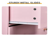 25.98"*15.75"*35.83" 4-Tier 5-Drawer Cabinet Drawer Dresser with Gold Handles Macaron Pink 63674916
