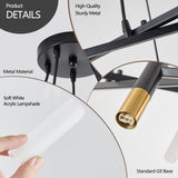 Black & Golden Modern Chandelier Light Fixture, Branch Design with Frosted Tubes, Black Cords, W1340P233171
