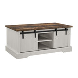 41.3 Inch Coffee Table Storage and Sliding Wood Door, Farmhouse and Industrial Cocktail Table W1781P268238