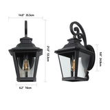 Outdoor Wall Lanterns 2-Pack, Black Waterproof Wall Sconce with Clear Glass Panels, Vintage Exterior W1340P239404
