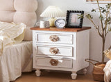 Vintage farmhouse style side table with floral knobs 19-inch country-style bedside table with 3 34813325