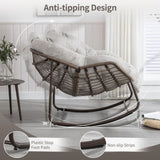 Outdoor Patio Rocking Chairs, Oversized Papasan Rocking Chair Indoor with Padded Cushion W349P271998