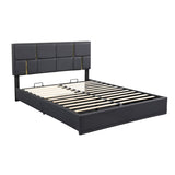 ZNTS Queen Size Upholstered Platform Bed with Hydraulic Storage System,No Box Spring Needed,Black WF310943AAB