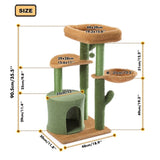 ZNTS Cactus Cat Tree Cat Tower with Sisal Covered Scratching Post, Cozy Condo, Plush Perches and Fluffy 93247813