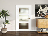 28" X 80"3-Lite Glass Door,Preassembled Frosted Glass French Door,MDF Wood Panel,for Utility Room W5277P522617