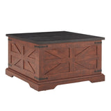 Farmhouse Coffee Table, Square Wood Table with Large Hidden Storage Compartment for Living Room, W2275P148554