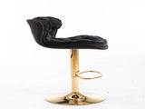 Set of 2 Bar Stools,with Chrome Footrest and Base Swivel Height Adjustable Mechanical Lifting Velvet W124946147