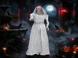 Halloween Animatronic Ghost Bride Prop, 5.6FT Turning Head Beauty to Hag with Red Glowing Eyes Sound 89295662