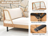 2-Seat Outdoor PE Wicker Daybed, Dual-Function Backrest Armrest Patio Loveseat 54417410