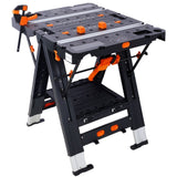 Portable Folding Work Table, 2-in-1 as Sawhorse & Workbench, Large Load Capacity with 2pcs Clamps W465P182390