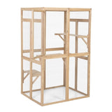 ZNTS Wooden Cat Catio, Outdoor Cat Enclosure, Cat House with Platforms, Sunshine Board, Hammock, Door, W2181P191345