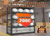 5-Tier Metal Storage Shelving, Industrial Utility Rack, Adjustable Height Bookcase for Living Room, W1831P504779