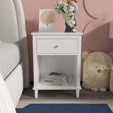 26.77''H Wooden Nightstand with One Drawer One Shelf for Kids, Adults, White 33261202