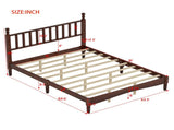 Queen Size Wood Platform Bed with Gourd Shaped Headboard,Retro Style Platform Bed with Wooden Slat 02255081