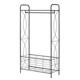 ZNTS Freestanding Garment Rack, Open-Style Wardrobe, Hanging Rail with Metal Basket, and Heavy-Duty Metal W2167130767