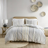 Full/Queen Cotton Printed Duvet Cover Set with Chenille B03596527