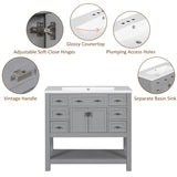 ZNTS 36'' Bathroom Vanity with Top Sink, Modern Bathroom Storage Cabinet with 2 Soft Closing Doors and 6 94014397