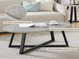 Modern Harmony Wood Oval Coffee Table, Faux Concrete Gray T2574P510866