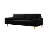 65-inch minimalist velvet sofa with metallic-coloured legs, complete with cushions, suitable for the W2795P321679