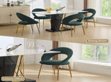 061-Set of 1 Velvet Fabric Chairs With Curved Backrest and Golden Metal Legs for Kitchen or W527P255476