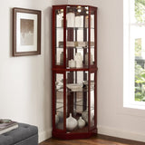 6 Shelf Corner Curio Display Cabinet with Lights, Mirrors and Adjustable Shelves, Cherry W1693P165027