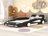 Twin Size Race Car-Shaped Platform Bed with Wheels, Black 19357960