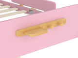 Full Size Platform Bed with Storage Drawers, Solid Wood Beds Frame with Bed Guardrail, Small Shelf, W1580P373245
