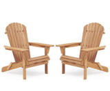 Wooden Outdoor Folding Adirondack Chair Set of 2 Wood Lounge Patio Chair for Garden,Garden, Lawn, W139058473