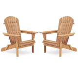 ZNTS Wooden Outdoor Folding Adirondack Chair Set of 2 Wood Lounge Patio Chair for Garden,Garden, Lawn, 19611742