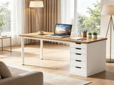 47 Inch Modern Computer Desk with 5 Reversible Drawers, Study Writing Table for Home Office 06980765