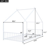 Twin Size Metal House Bed, White MF305886AAK