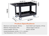 Functional Service Trolley, Dual-Shelf 550LBS Robust Plastic Mobile Utility Cart with 360&deg 66678385